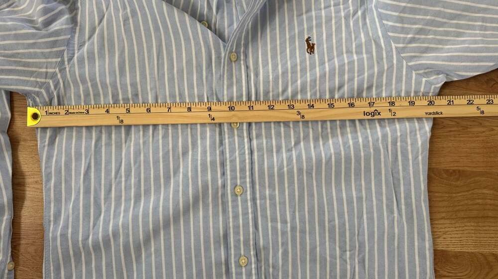 Ralph Lauren Slim Fit Blue And White Striped Button Down Shirt - Picture 7 of 9